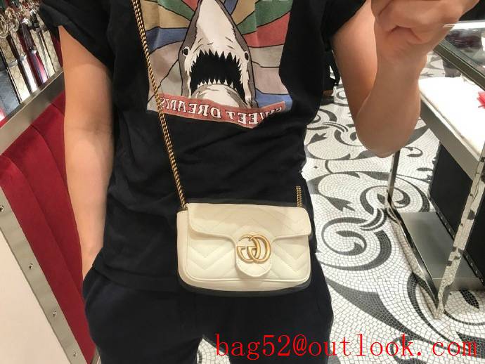 Gucci white double GG mini nanomarmont chain shoulder handbag