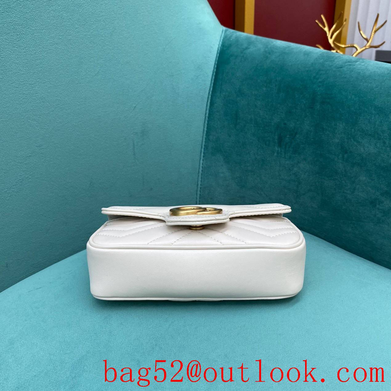 Gucci white double GG mini nanomarmont chain shoulder handbag