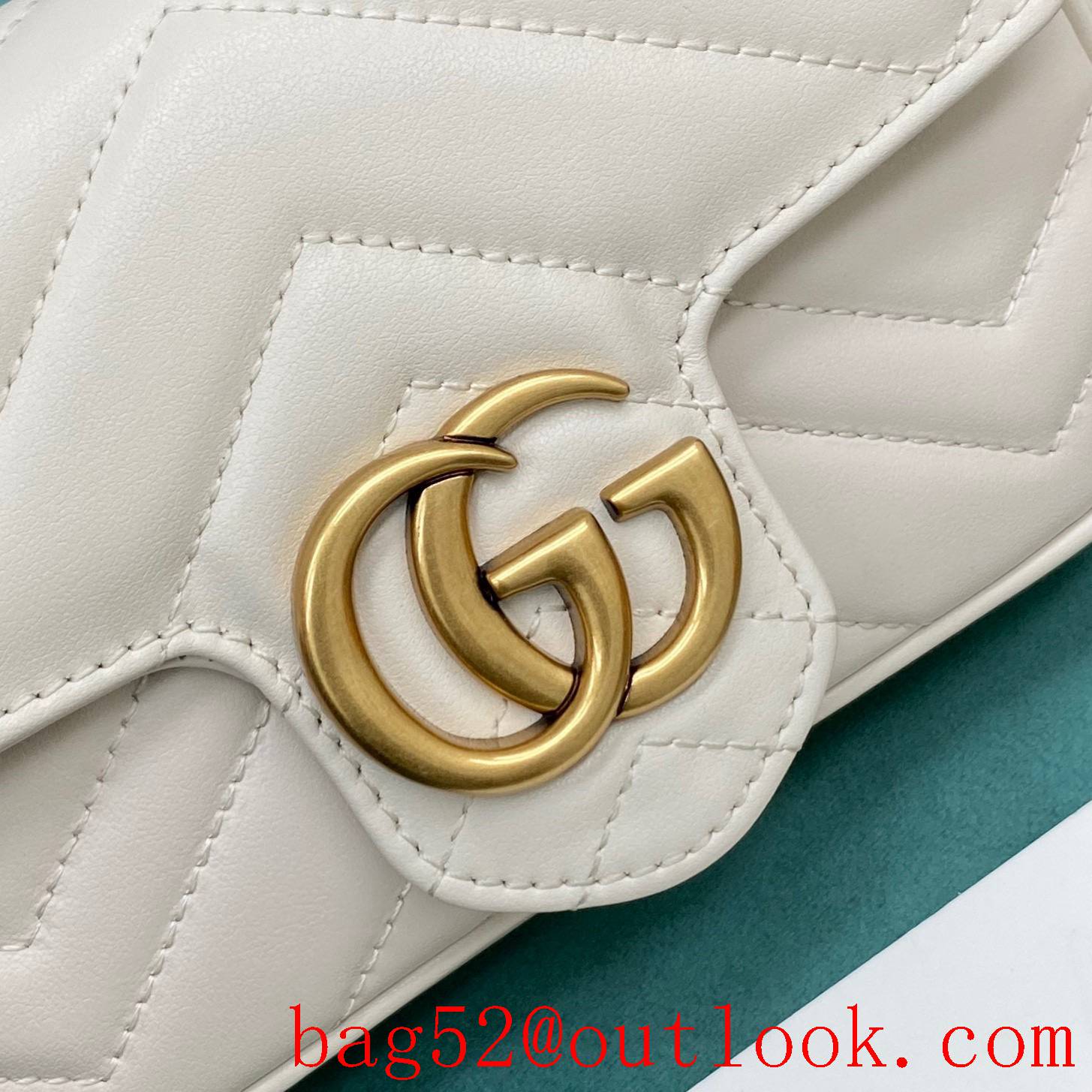 Gucci white double GG mini nanomarmont chain shoulder handbag