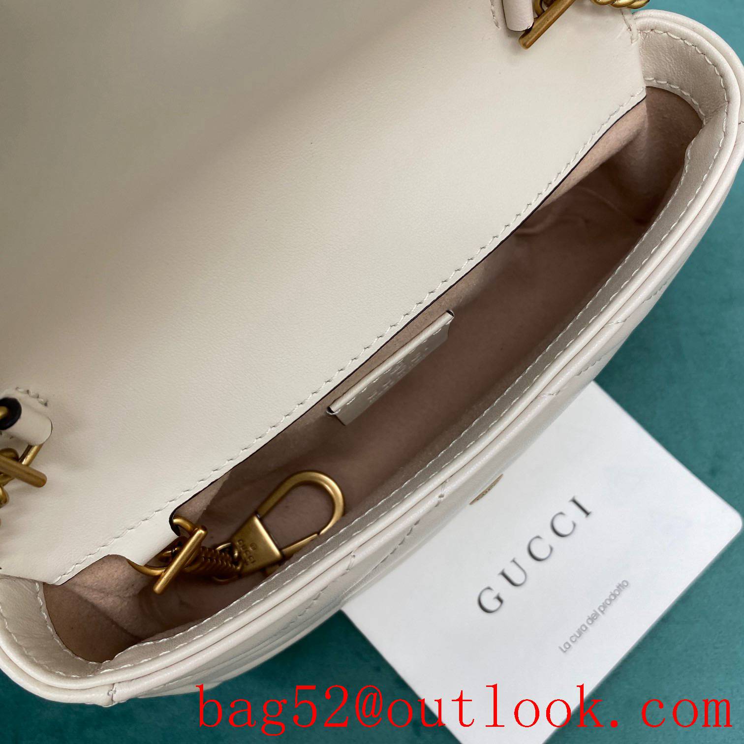 Gucci white double GG mini nanomarmont chain shoulder handbag