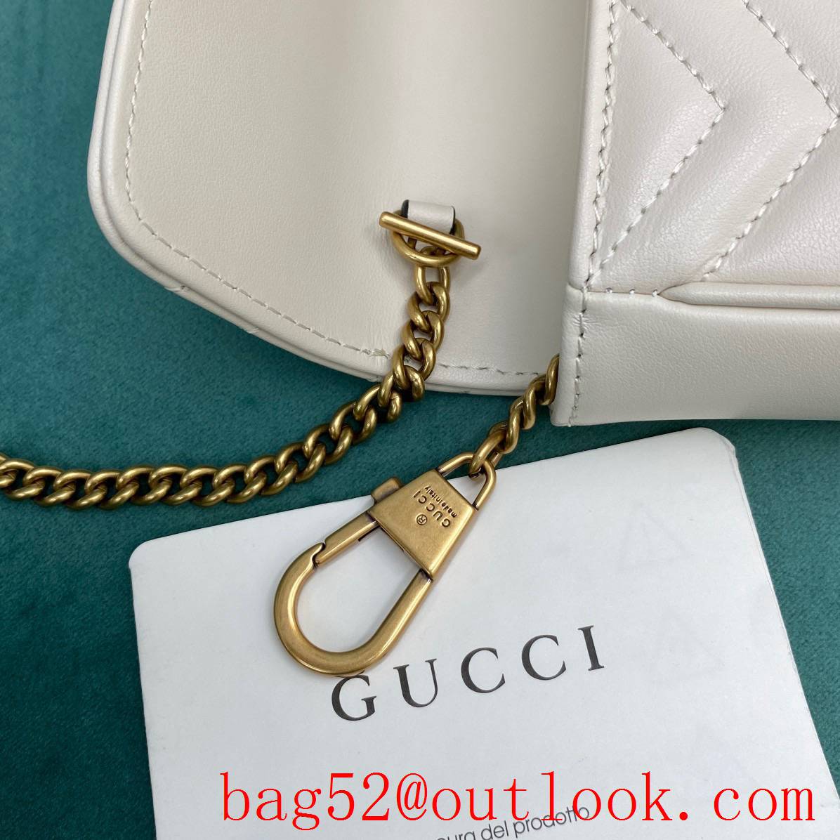 Gucci white double GG mini nanomarmont chain shoulder handbag