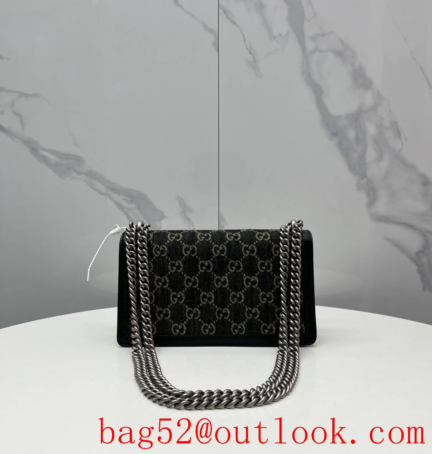 Gucci Black Denim with Diamond Dionysian 25cm women's handbag