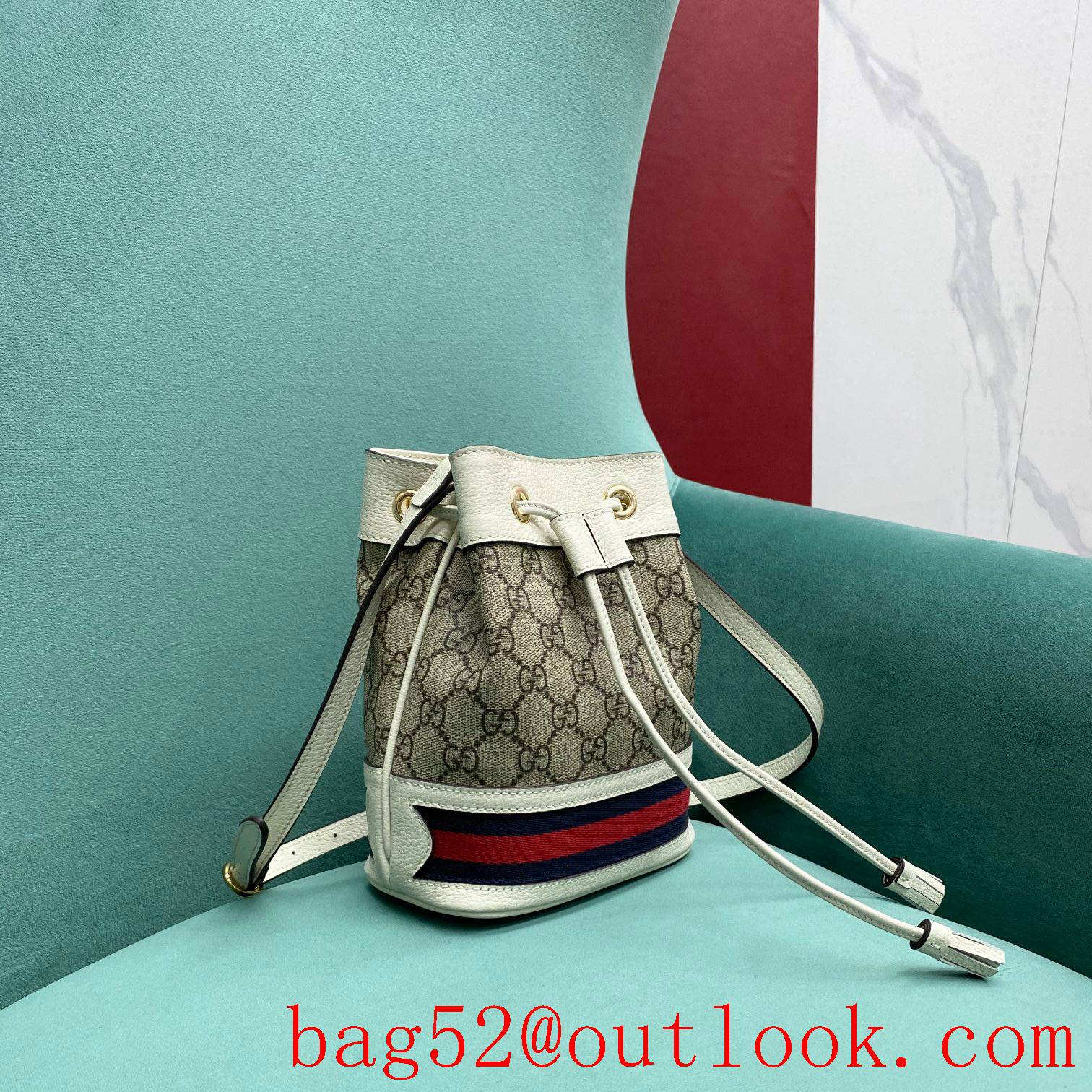 Gucci Ophidia Mini Bucket Combination of soft classic fabric and cowhide material cream shoulder handbag