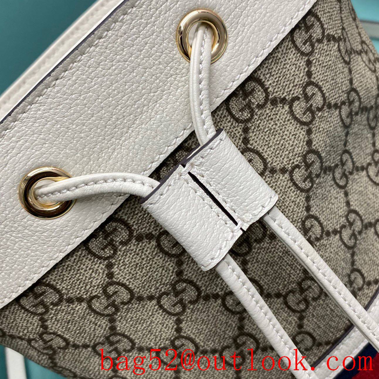 Gucci Ophidia Mini Bucket Combination of soft classic fabric and cowhide material cream shoulder handbag