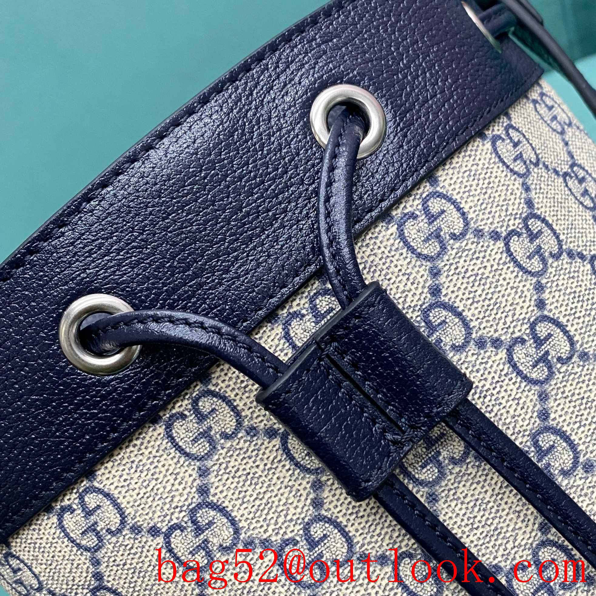 Gucci Ophidia Mini Bucket Combination of soft classic fabric and cowhide material navy blue shoulder handbag