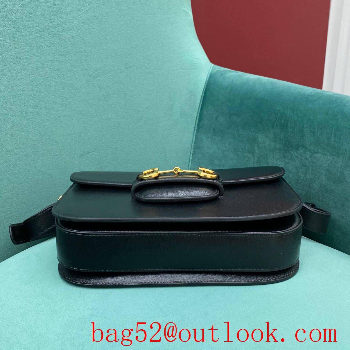 Gucci 1955 Full Leather Saddle black shoulder handbag