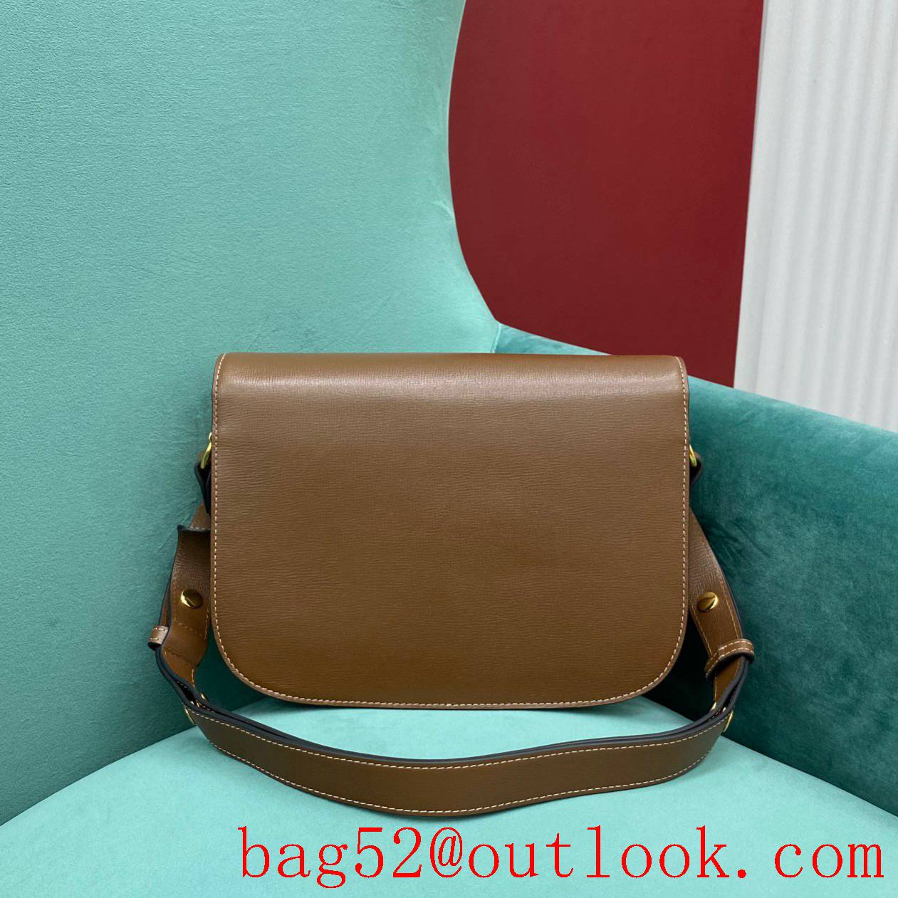 Gucci 1955 Full Leather Saddle brown shoulder handbag