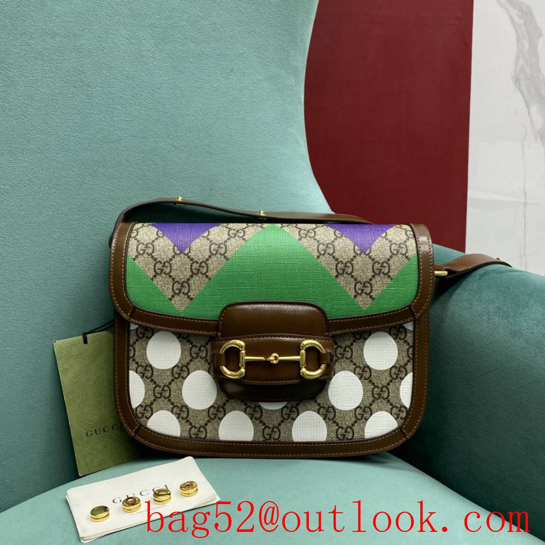 Gucci 1955 Vintage Graffiti Saddle women's green handbag
