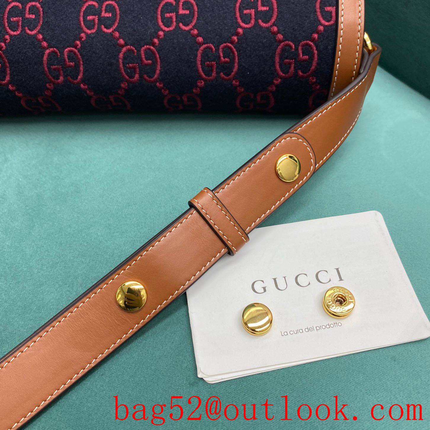 Gucci Burgundy lettering yellow leather trim with signature gg suede women's handbag