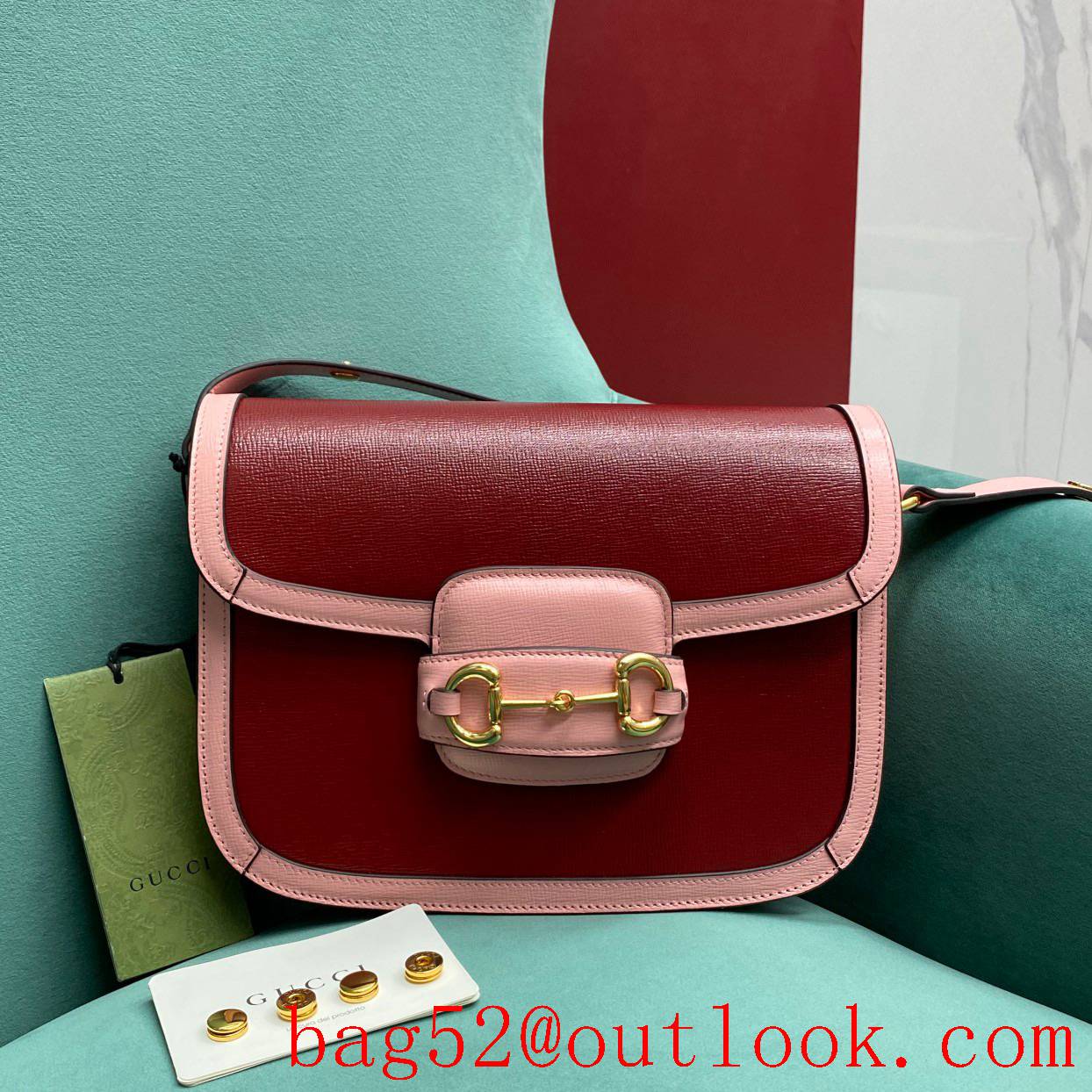 Gucci 1955 Full Leather Saddle rose red shoulder handbag