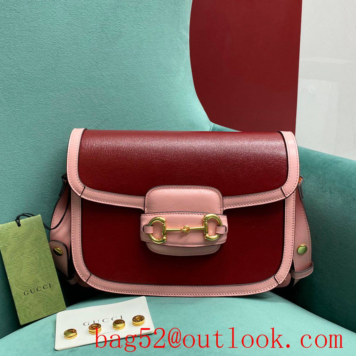 Gucci 1955 Full Leather Saddle rose red shoulder handbag