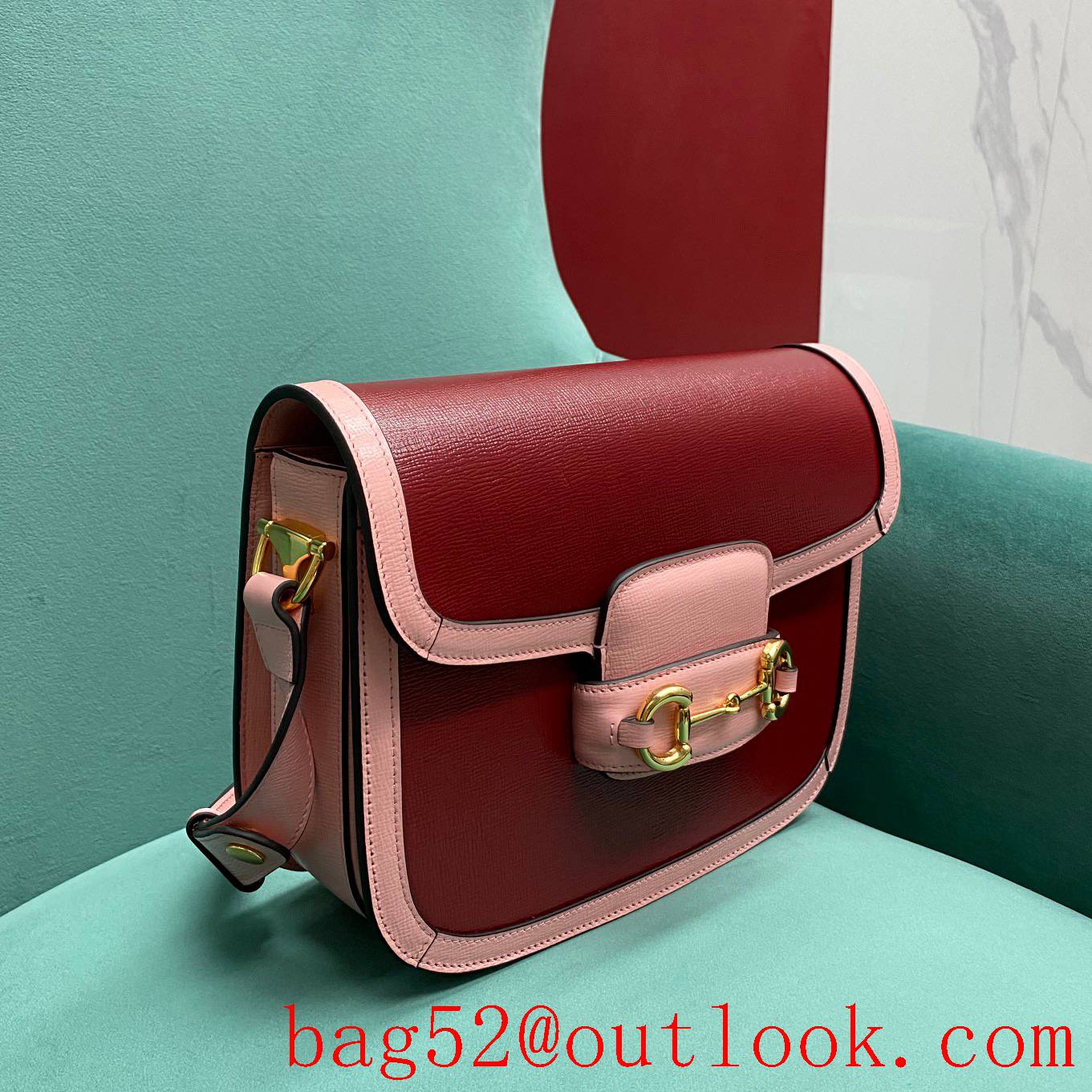 Gucci 1955 Full Leather Saddle rose red shoulder handbag