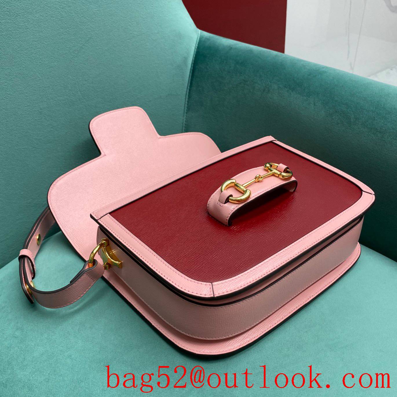 Gucci 1955 Full Leather Saddle rose red shoulder handbag