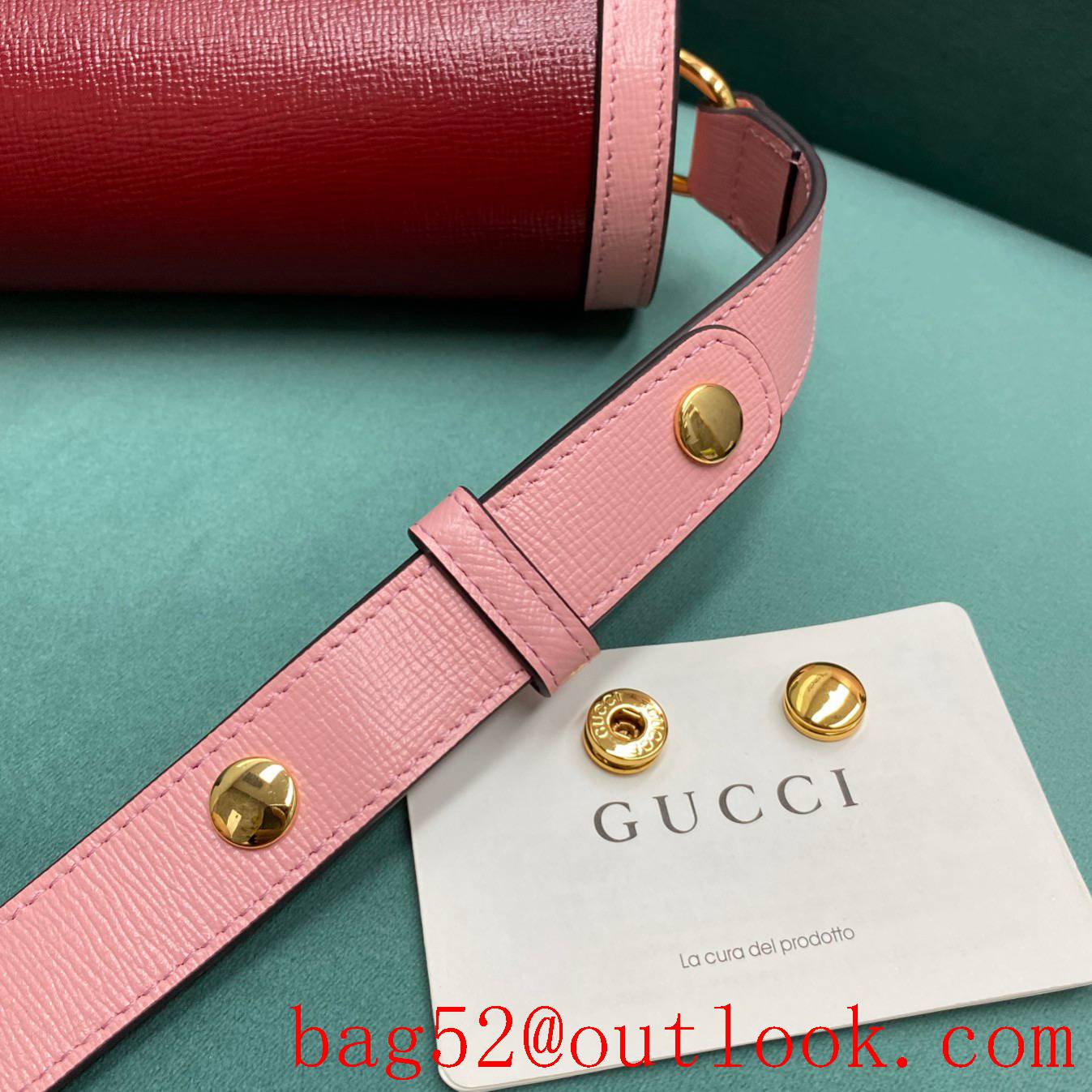 Gucci 1955 Full Leather Saddle rose red shoulder handbag