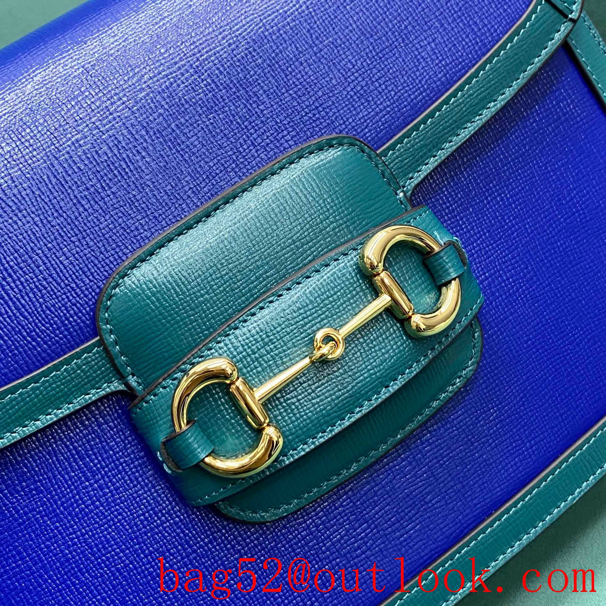 Gucci 1955 Full Leather Saddle royal blue shoulder handbag
