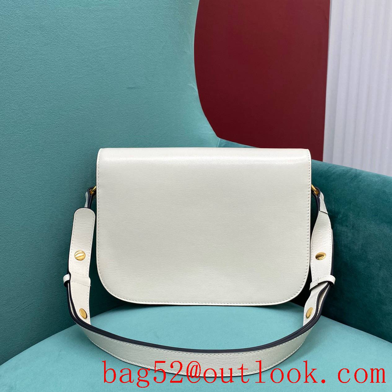 Gucci 1955 Full Leather Saddle white shoulder handbag