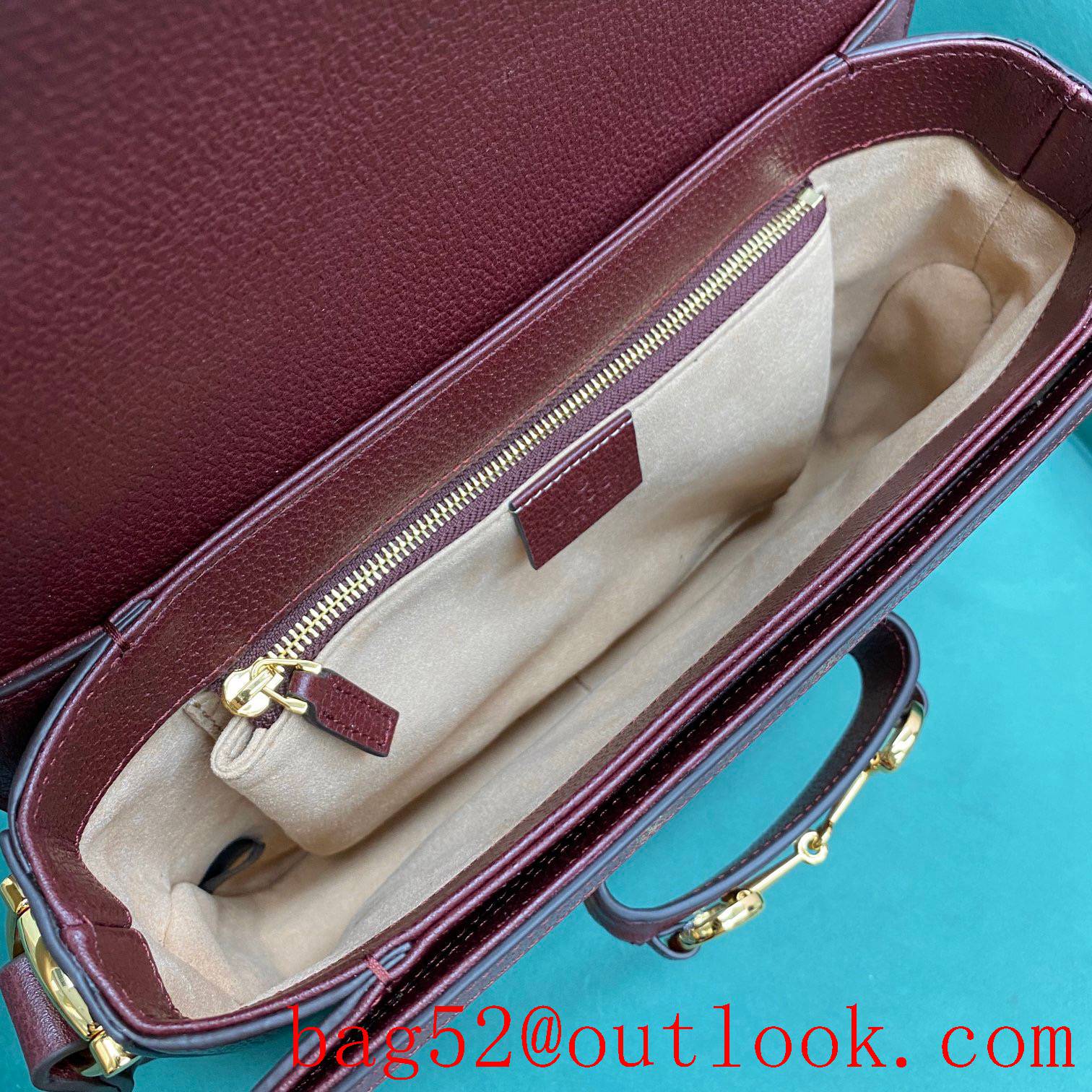 Gucci Burgundy leather trim with signature gg canvas 1955 women's handbag