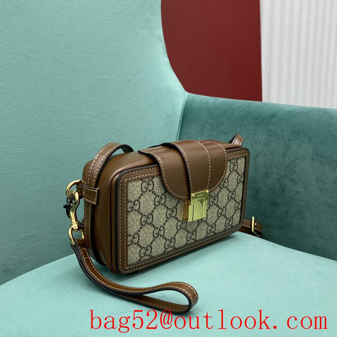 Gucci small box brown shoulder women's handbag