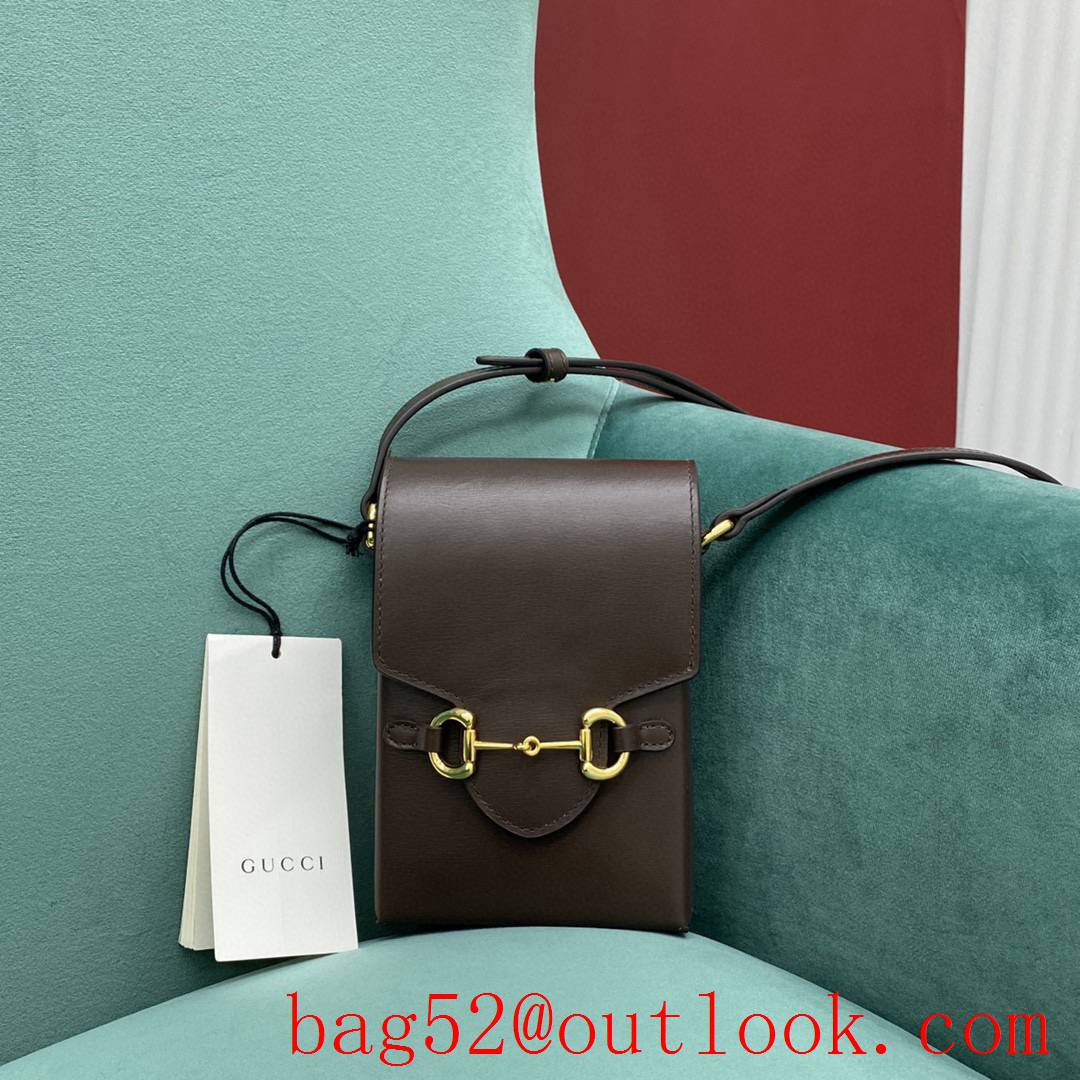 Gucci 1955 Horsebit Phone Case brown women's handbag