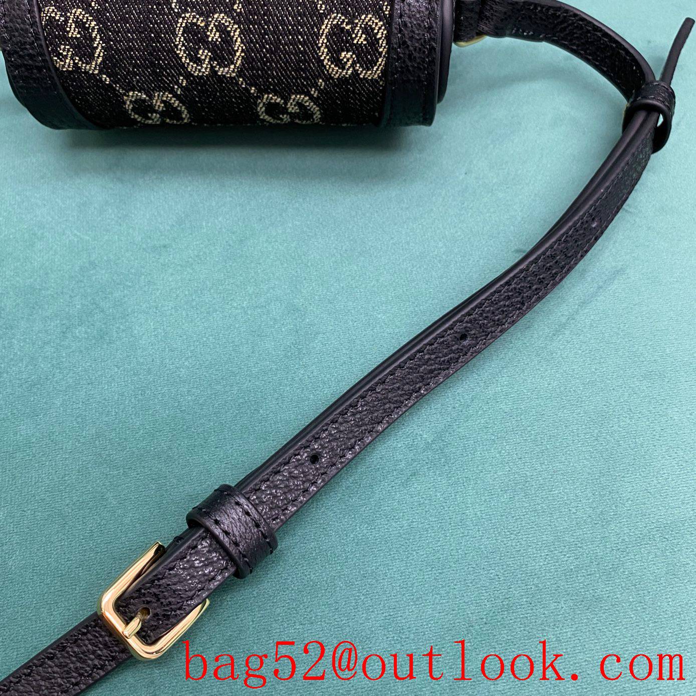 Gucci black denim with leather black crossbody handbag