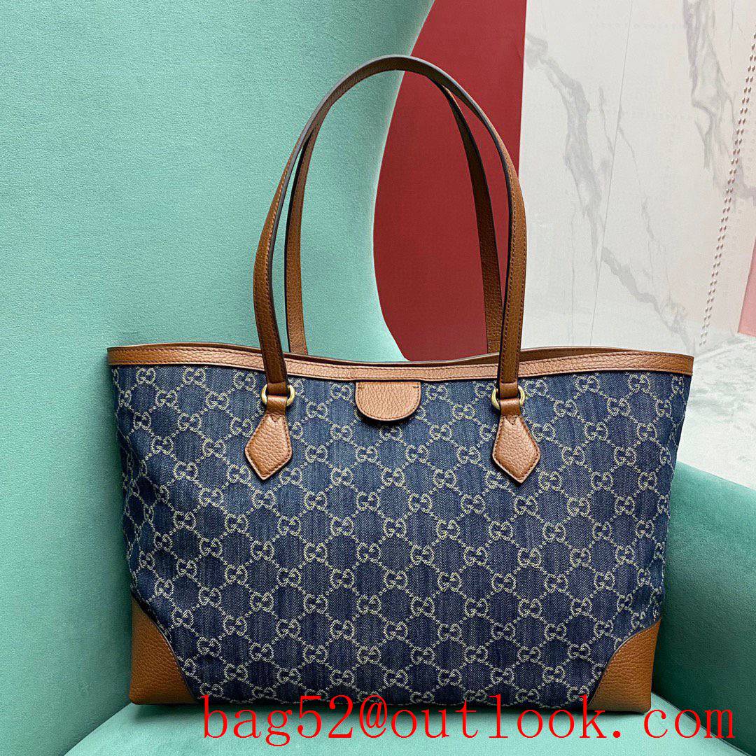 Gucci GG Denim Collection Ophidia Tote navy blue shoulder handbag