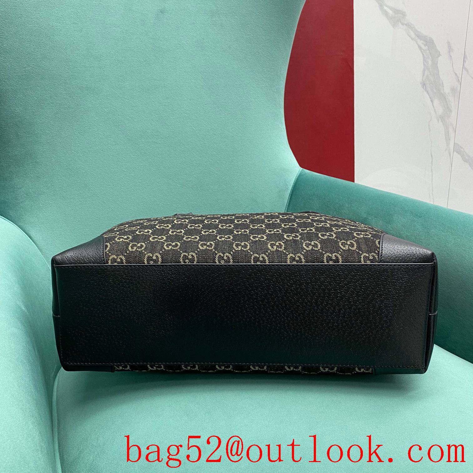 Gucci Square Buckle Bag GG Pattern black shoulder handbag