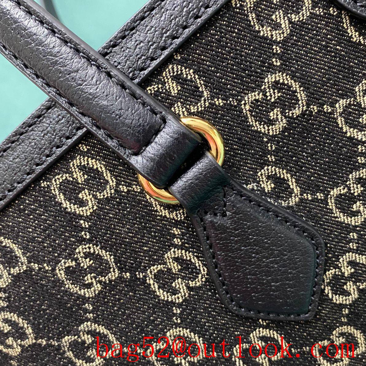 Gucci Square Buckle Bag GG Pattern black shoulder handbag