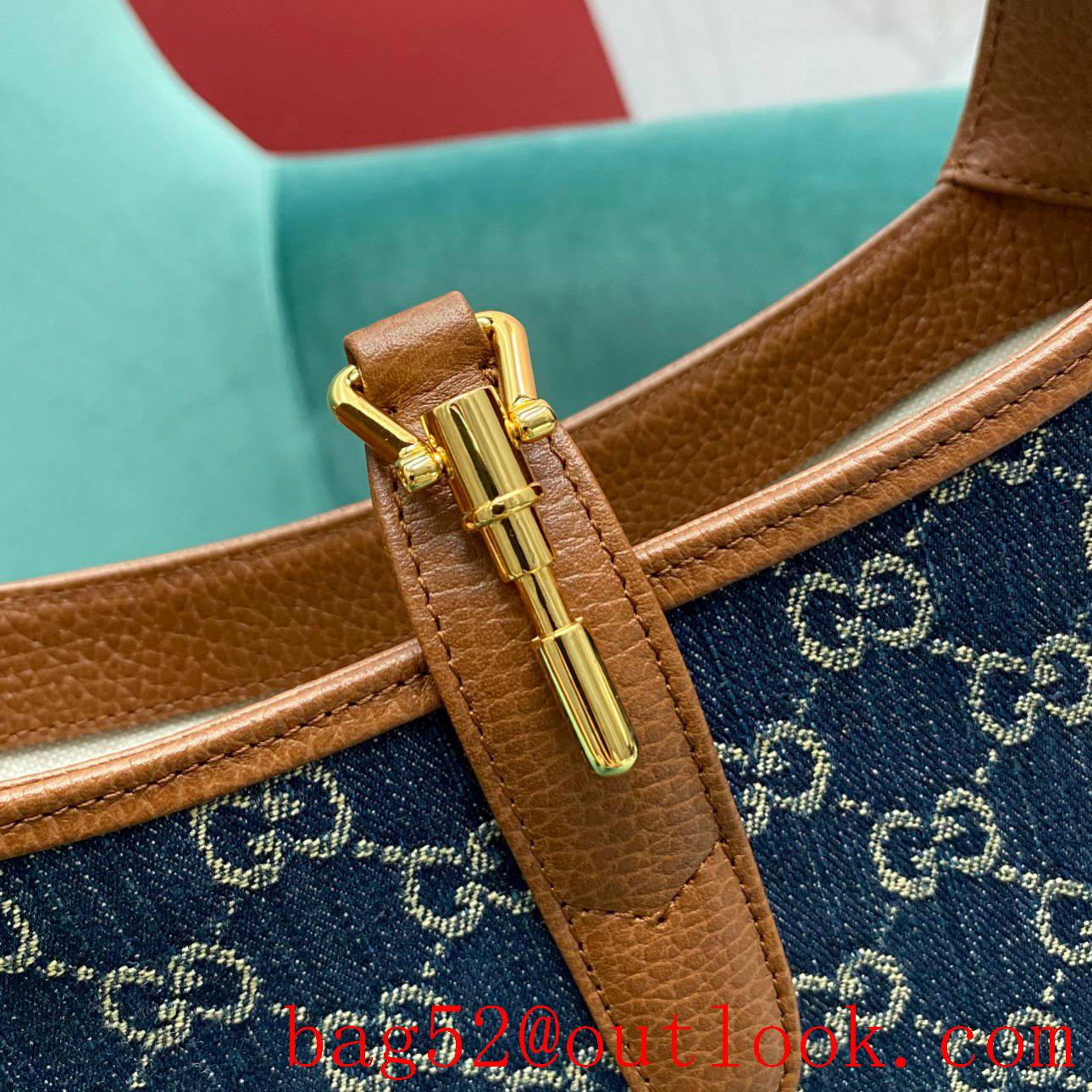 Gucci Jackie 1961 navy blue with red medium shoiulder crossbody handbag