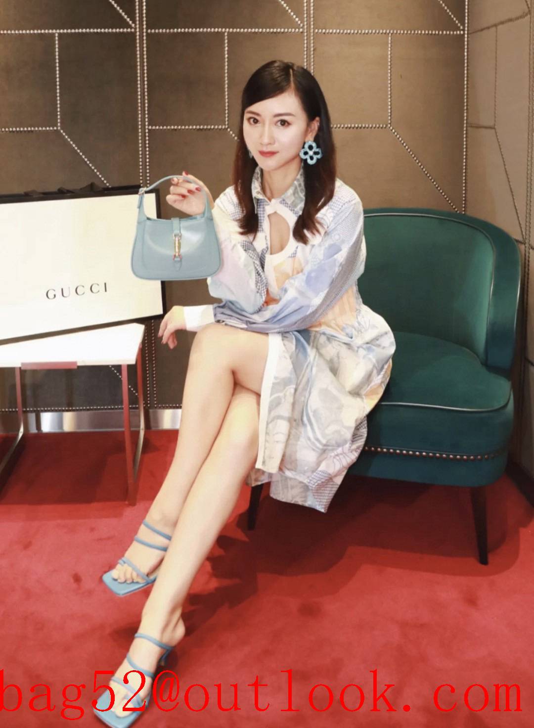 Gucci Jackie 1961 mini explosion model sky blue women's shoulder mini handbag