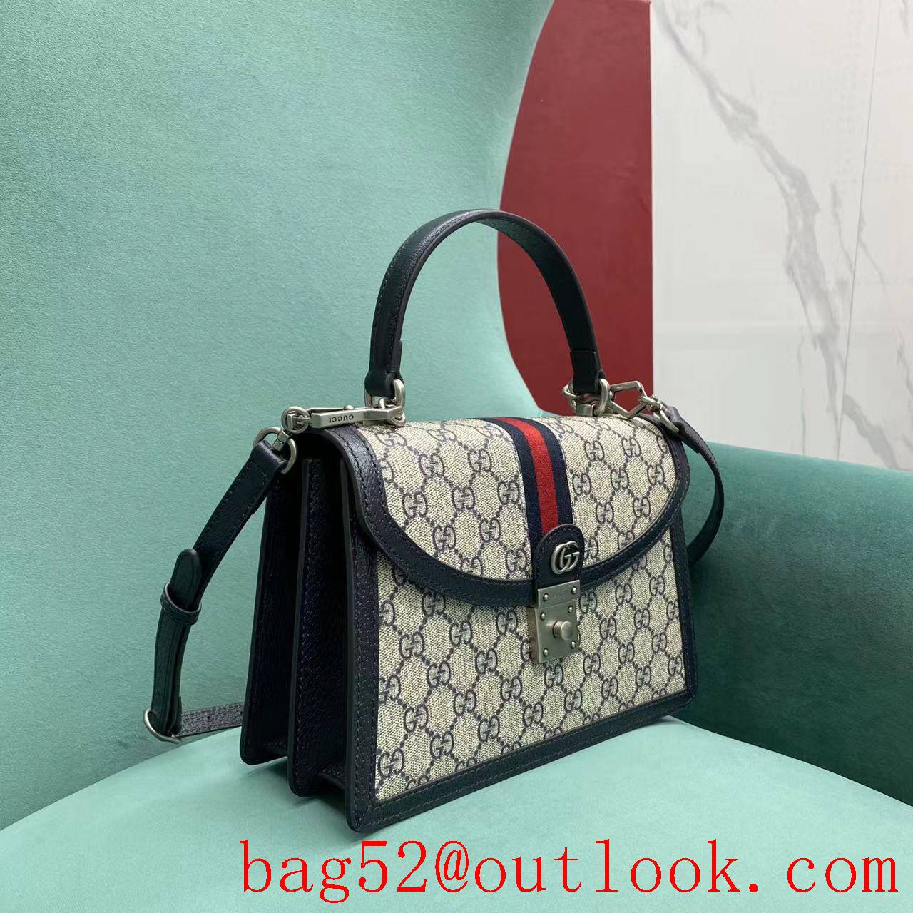 Gucci ophidia retro navy blue crossbody women's handbag