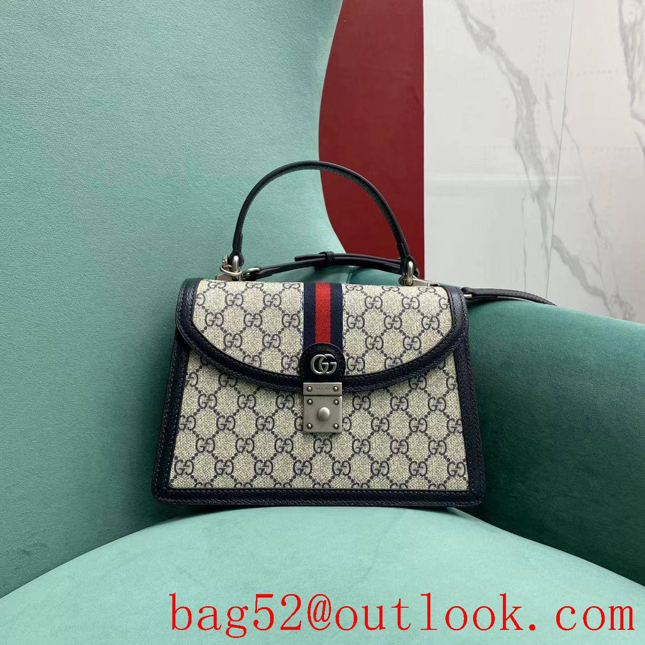 Gucci ophidia retro navy blue crossbody women's handbag