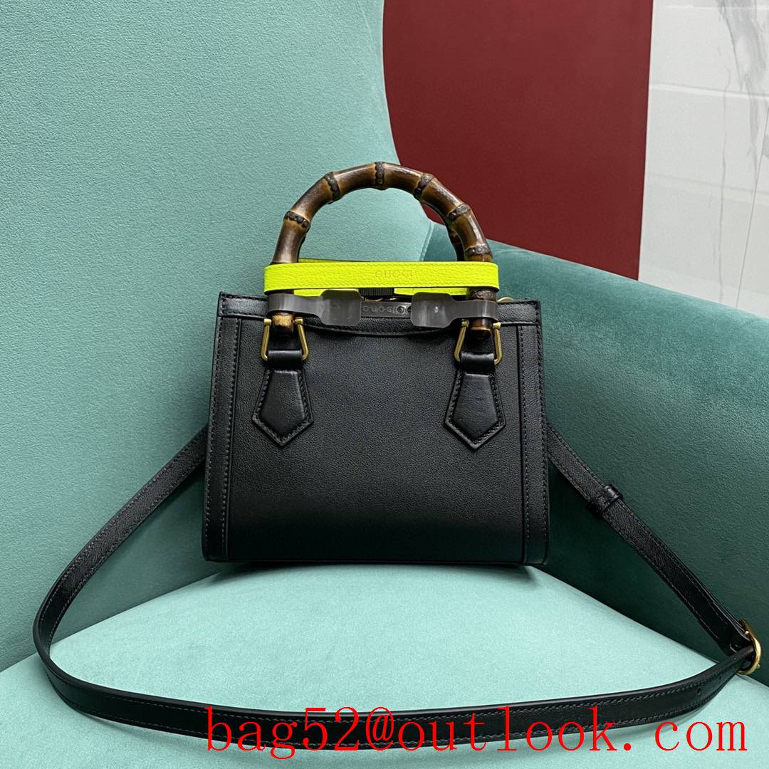 Gucci black Diana Bamboo small Fluorescent buckle women's tote handbag