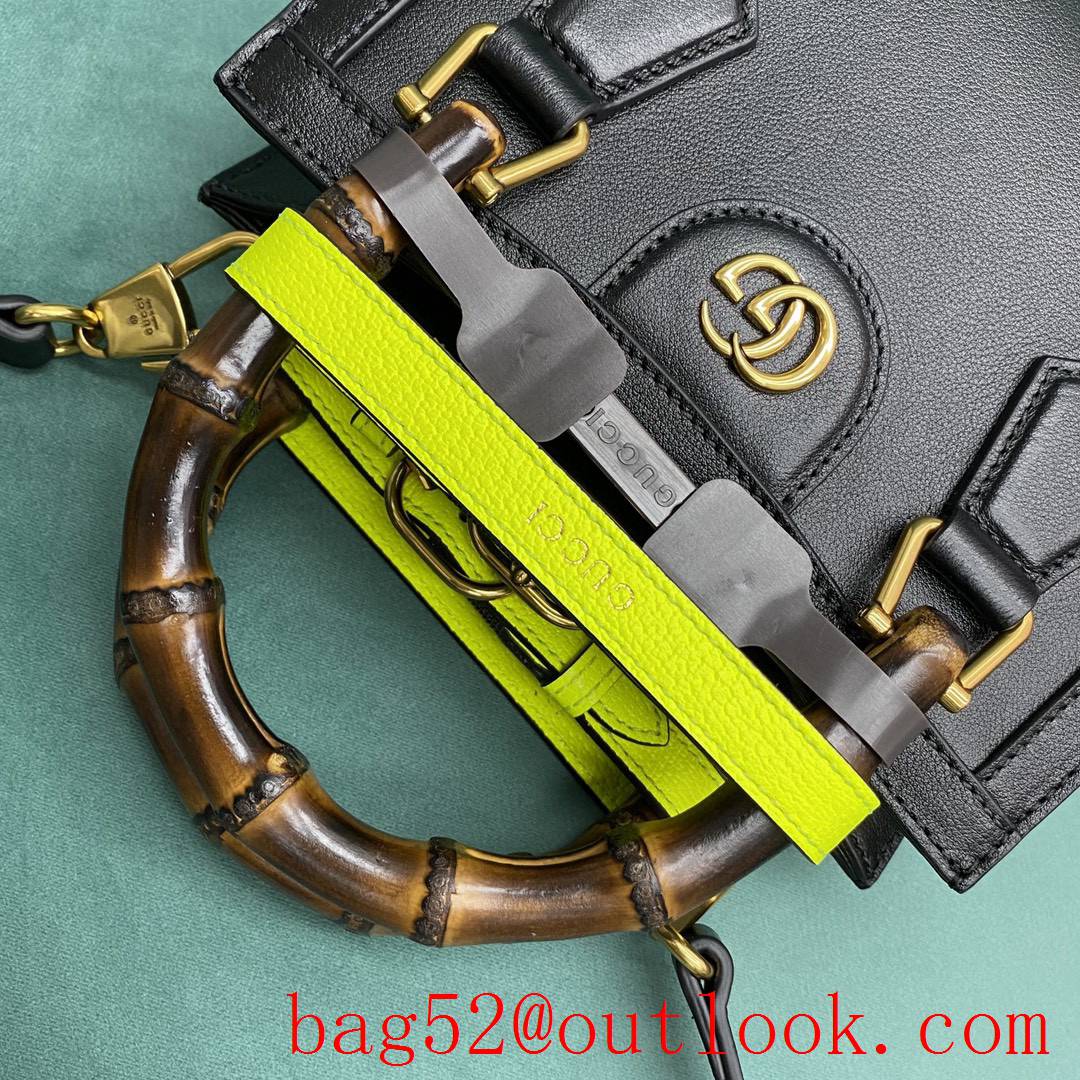 Gucci black Diana Bamboo small Fluorescent buckle women's tote handbag
