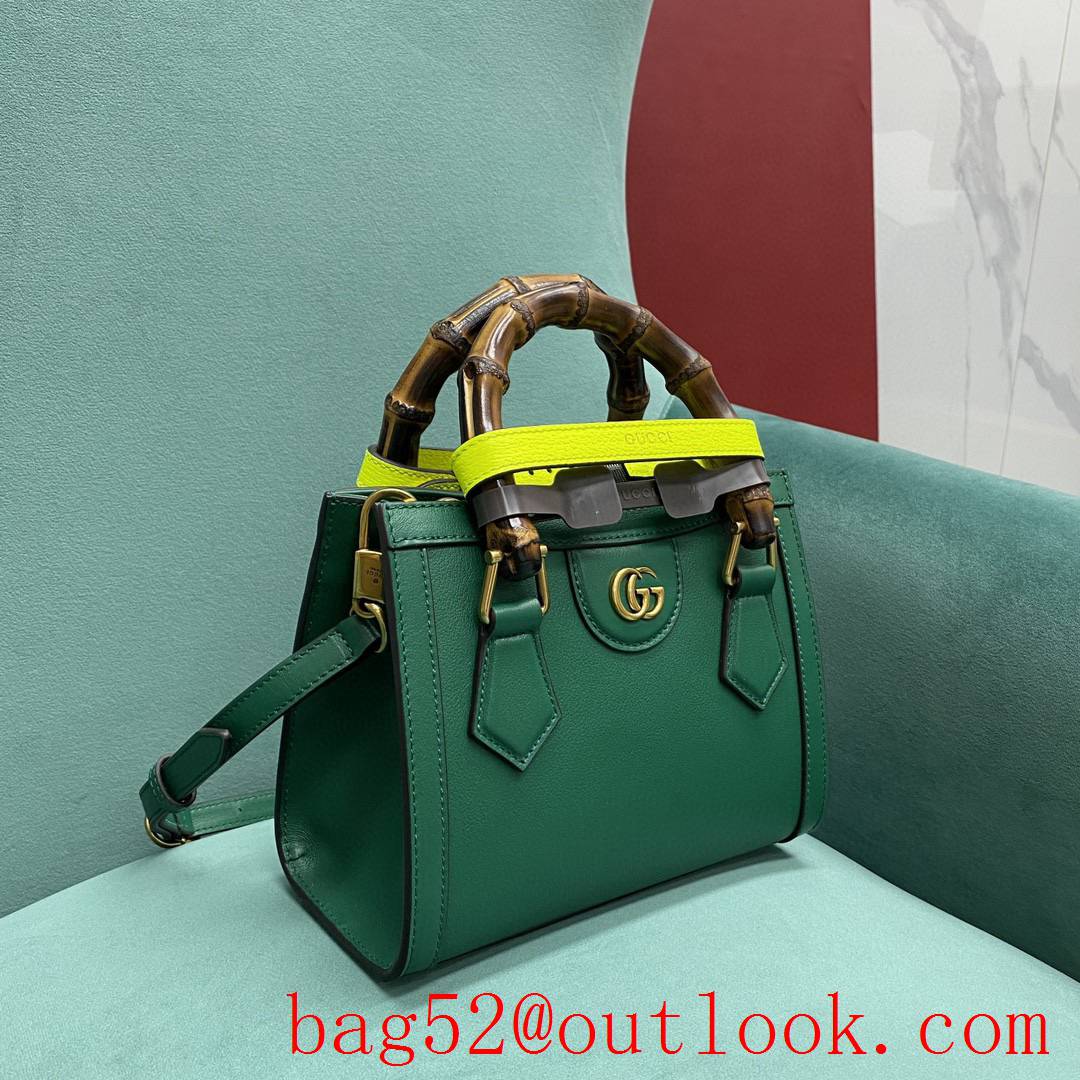 Gucci dark green Diana Bamboo small Fluorescent buckle women's tote handbag