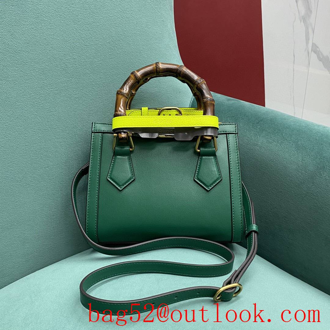 Gucci dark green Diana Bamboo small Fluorescent buckle women's tote handbag