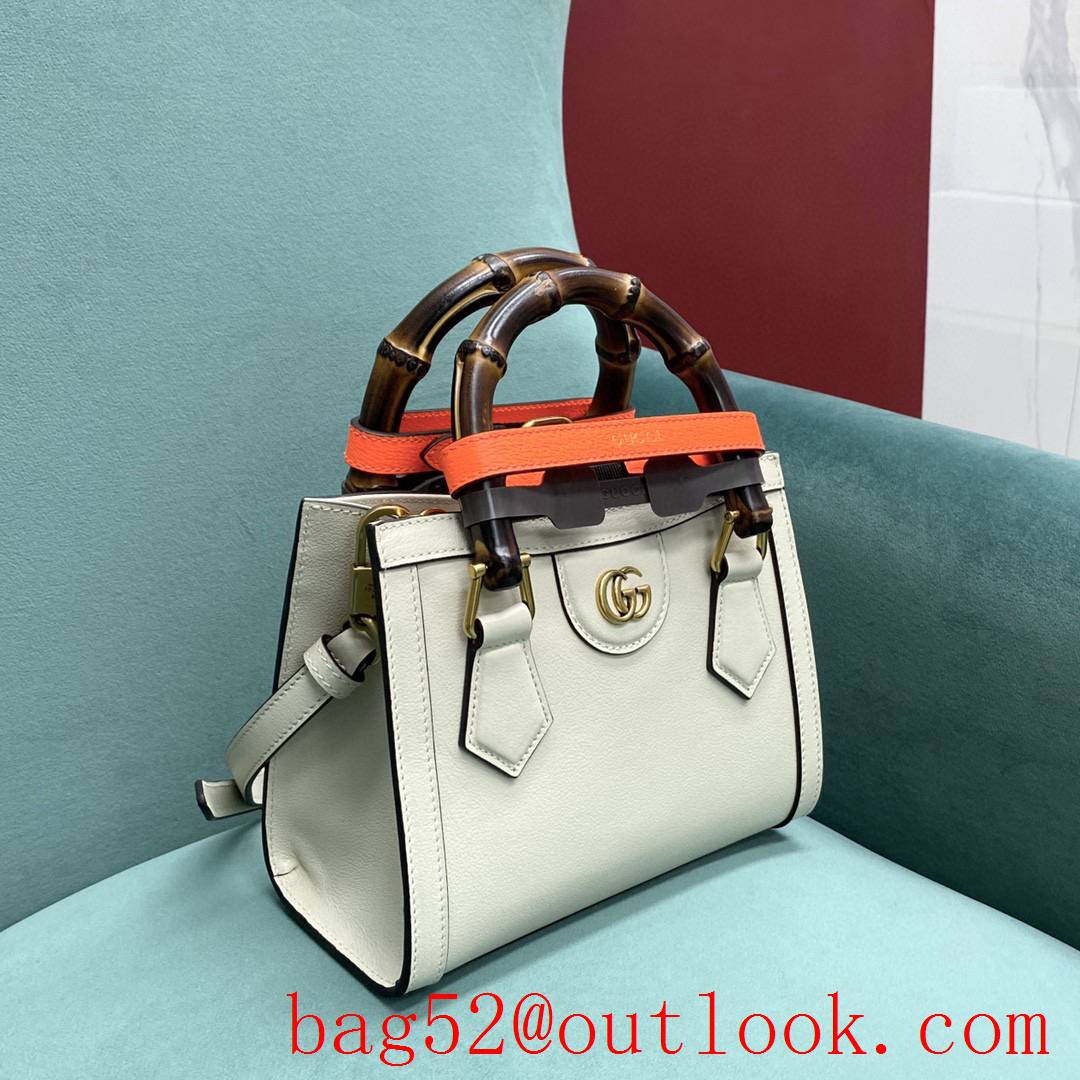 Gucci Diana Bamboo small Fluorescent buckle women's tote white handbag