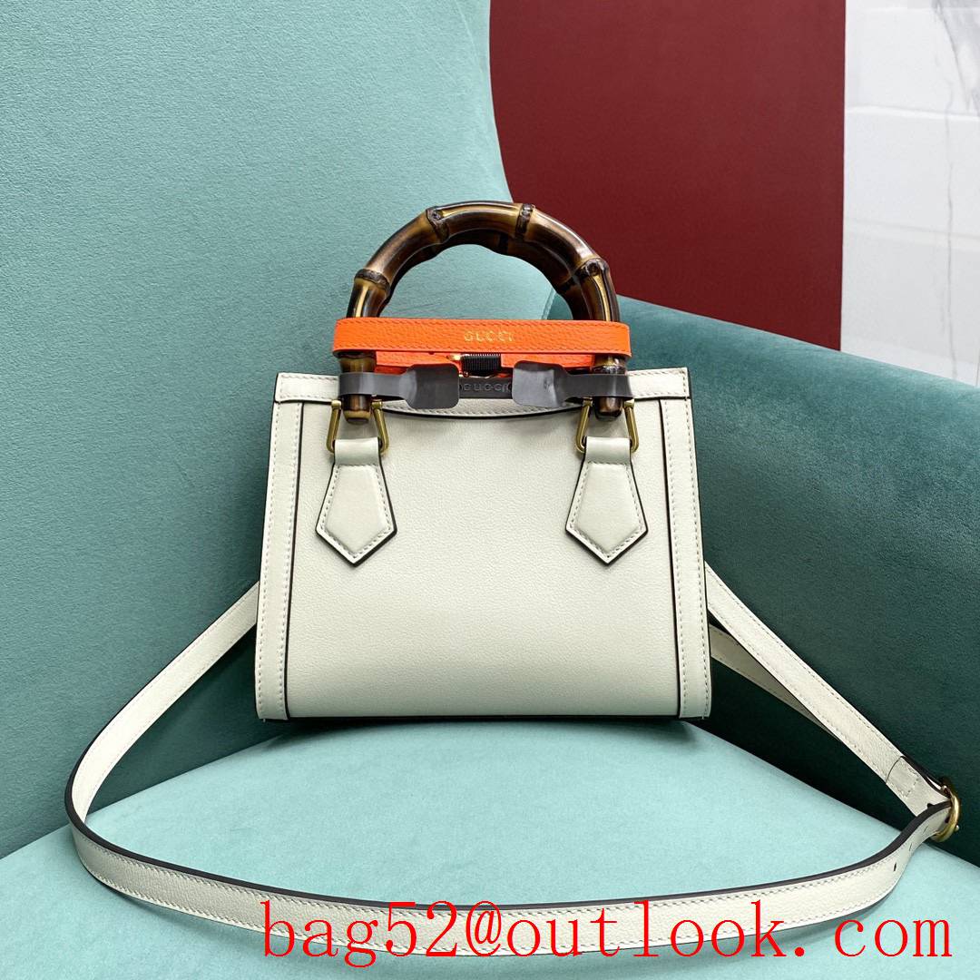 Gucci Diana Bamboo small Fluorescent buckle women's tote white handbag