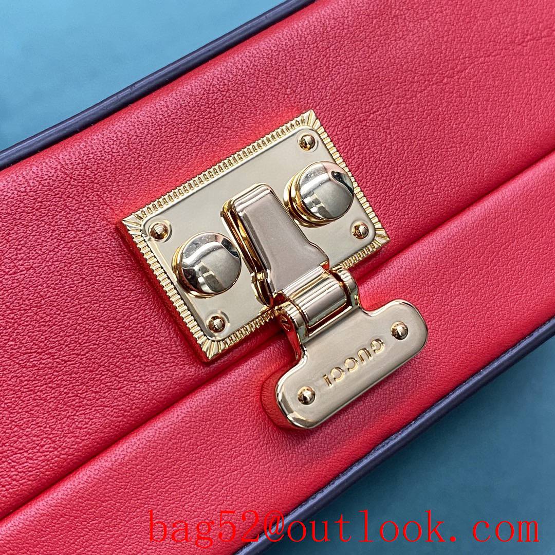 Gucci Box bag square shape retro lock is padlock series red shoulder handbag