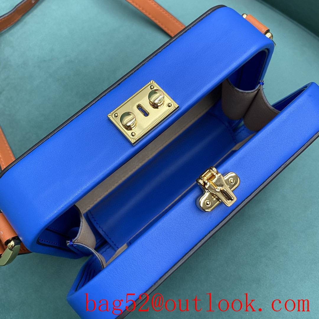 Gucci Box bag square shape retro lock is padlock series royal blue shoulder handbag