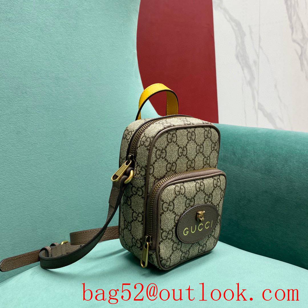 Gucci Tiger head messenger lemon yellow handle Women's shoulder handbag