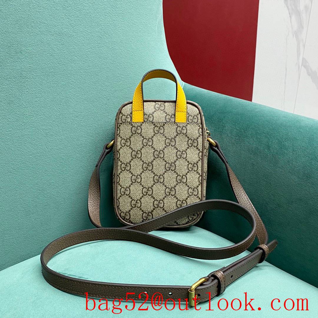 Gucci Tiger head messenger lemon yellow handle Women's shoulder handbag