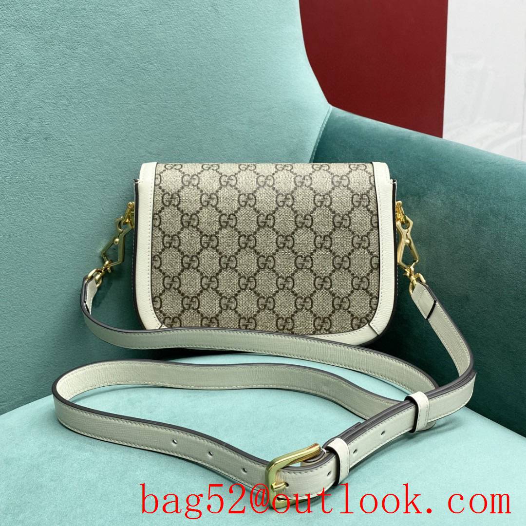 Gucci GG Ophidia imported fireproof and waterproof material Dome shape classic double G collocation cream shoulder handbag