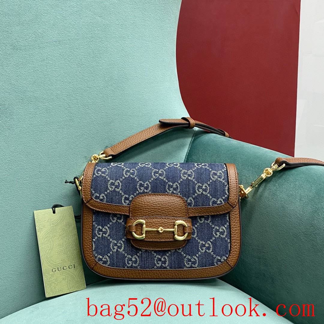 Gucci GG Ophidia imported fireproof and waterproof material Dome shape classic double G collocation deminblue shoulder handbag