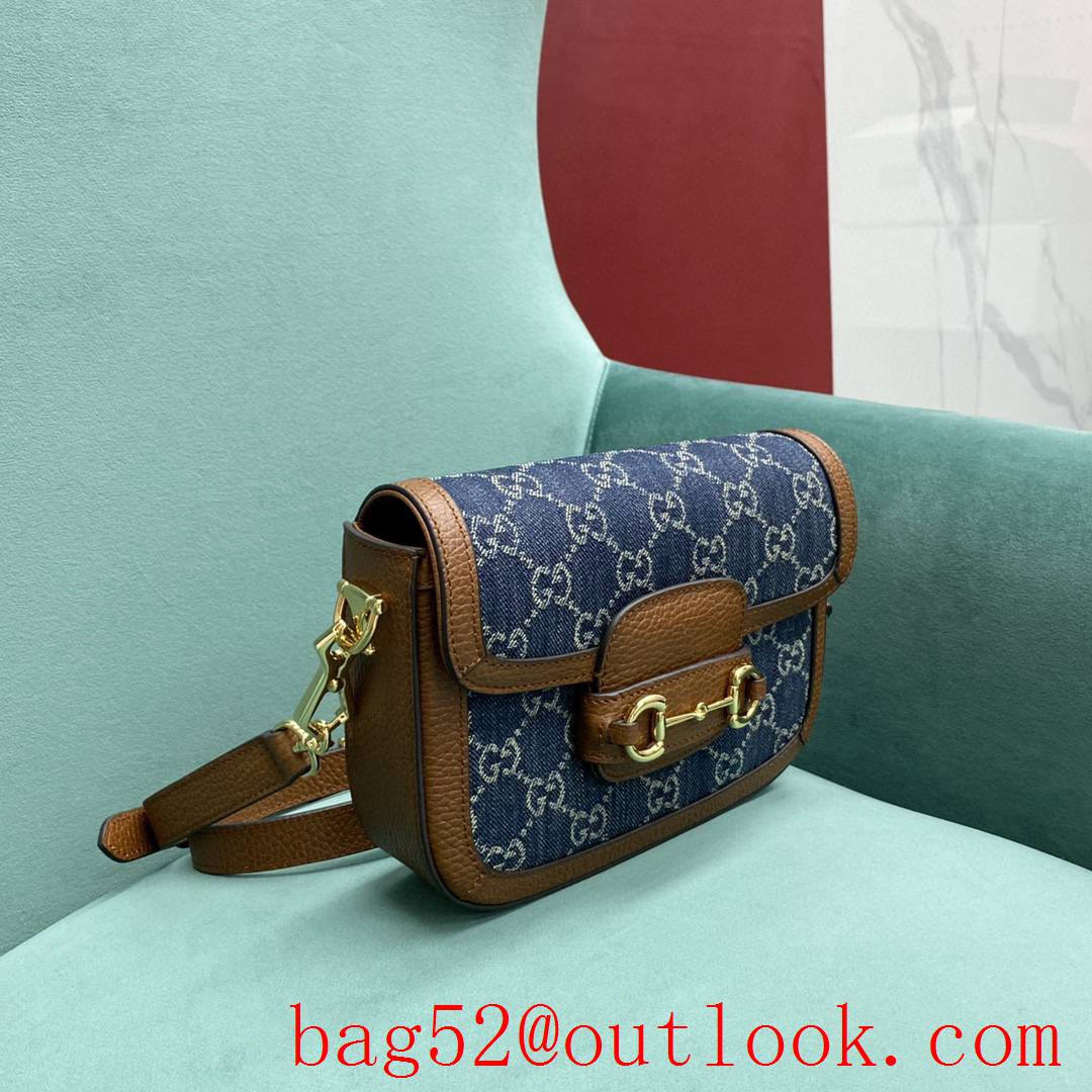 Gucci GG Ophidia imported fireproof and waterproof material Dome shape classic double G collocation deminblue shoulder handbag