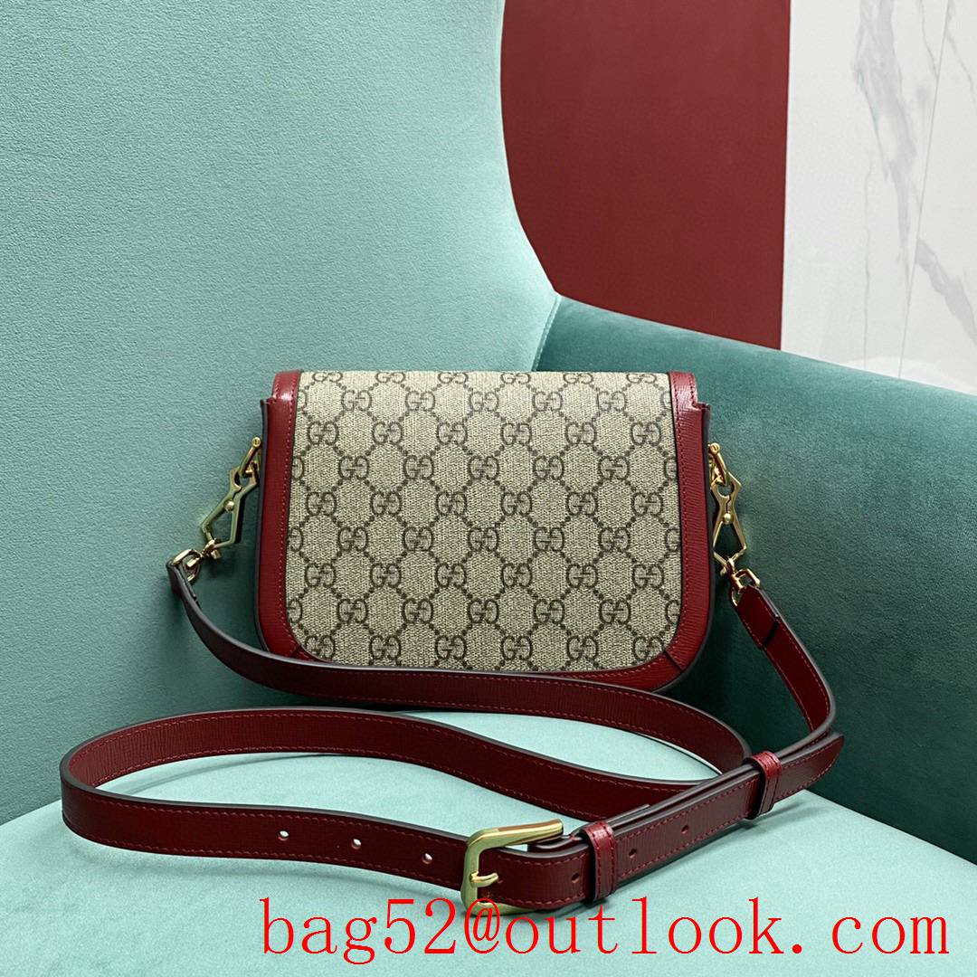 Gucci GG Ophidia imported fireproof and waterproof material Dome shape classic double G collocation winered shoulder handbag