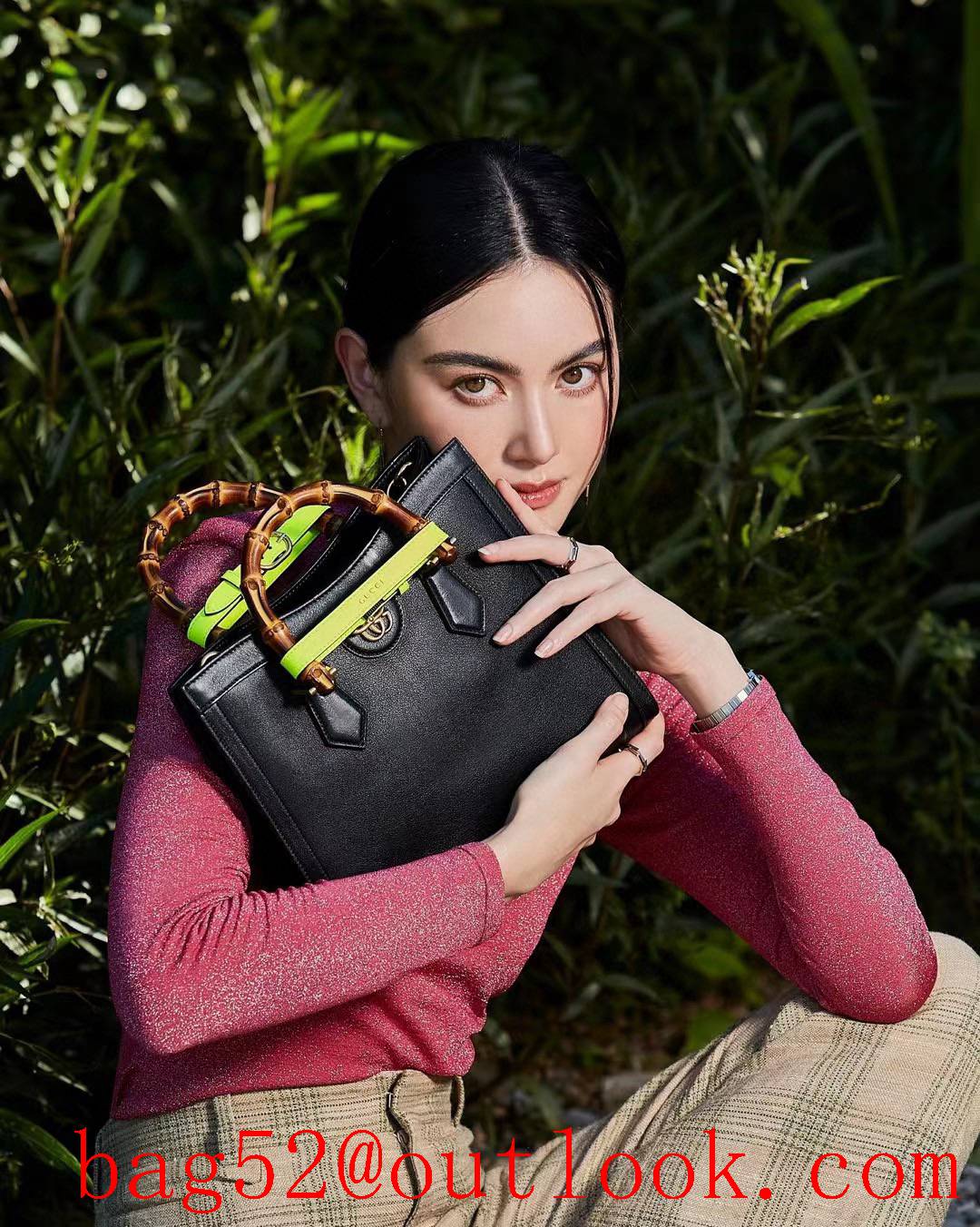 Gucci Diana Bamboo Medium women's dark green handbag