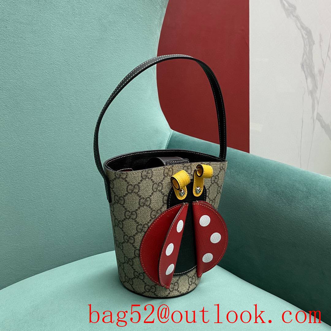 Gucci small leather ladybug pattern tote women's handbag