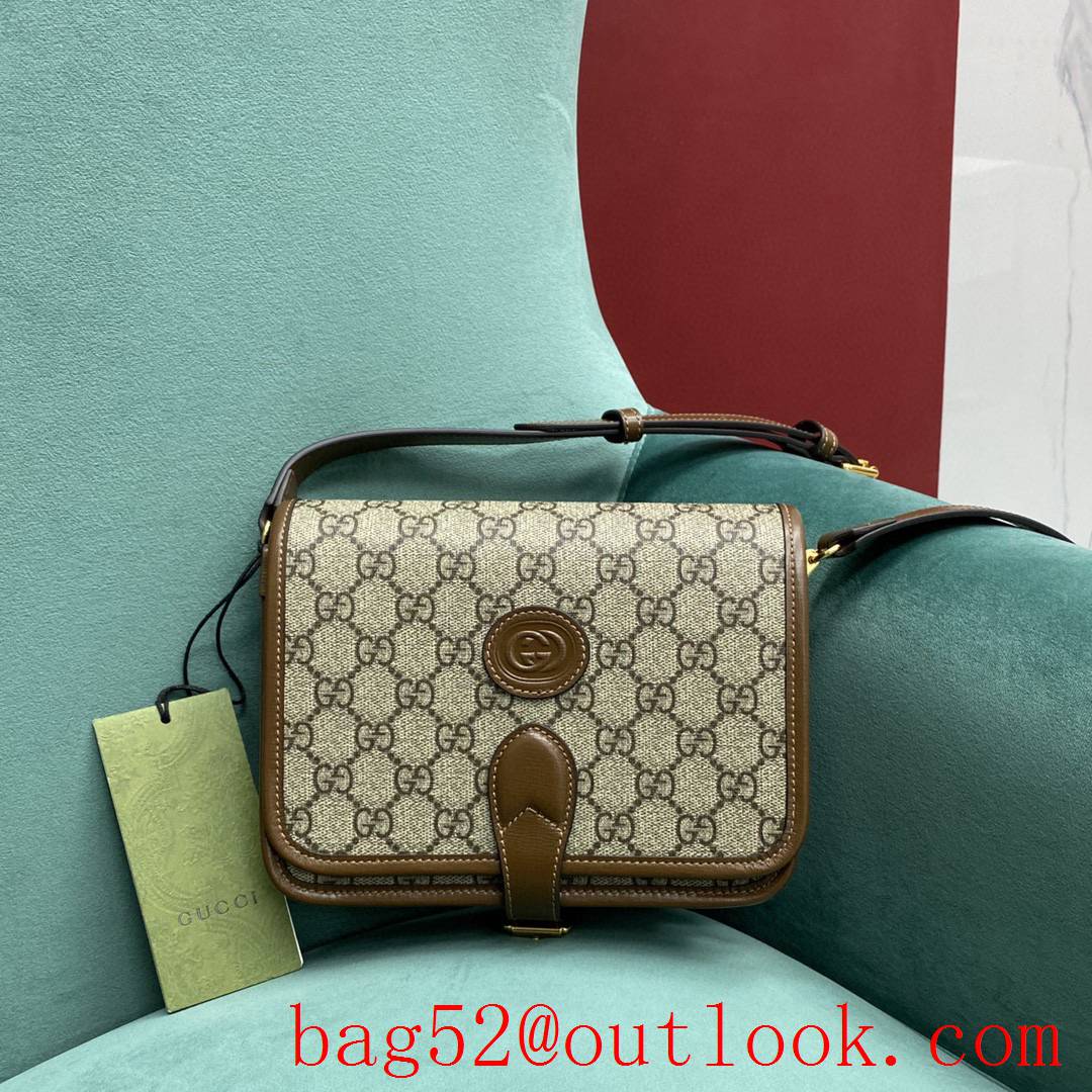 Gucci Classic old flower material Double space Magnetic flip cover handbag