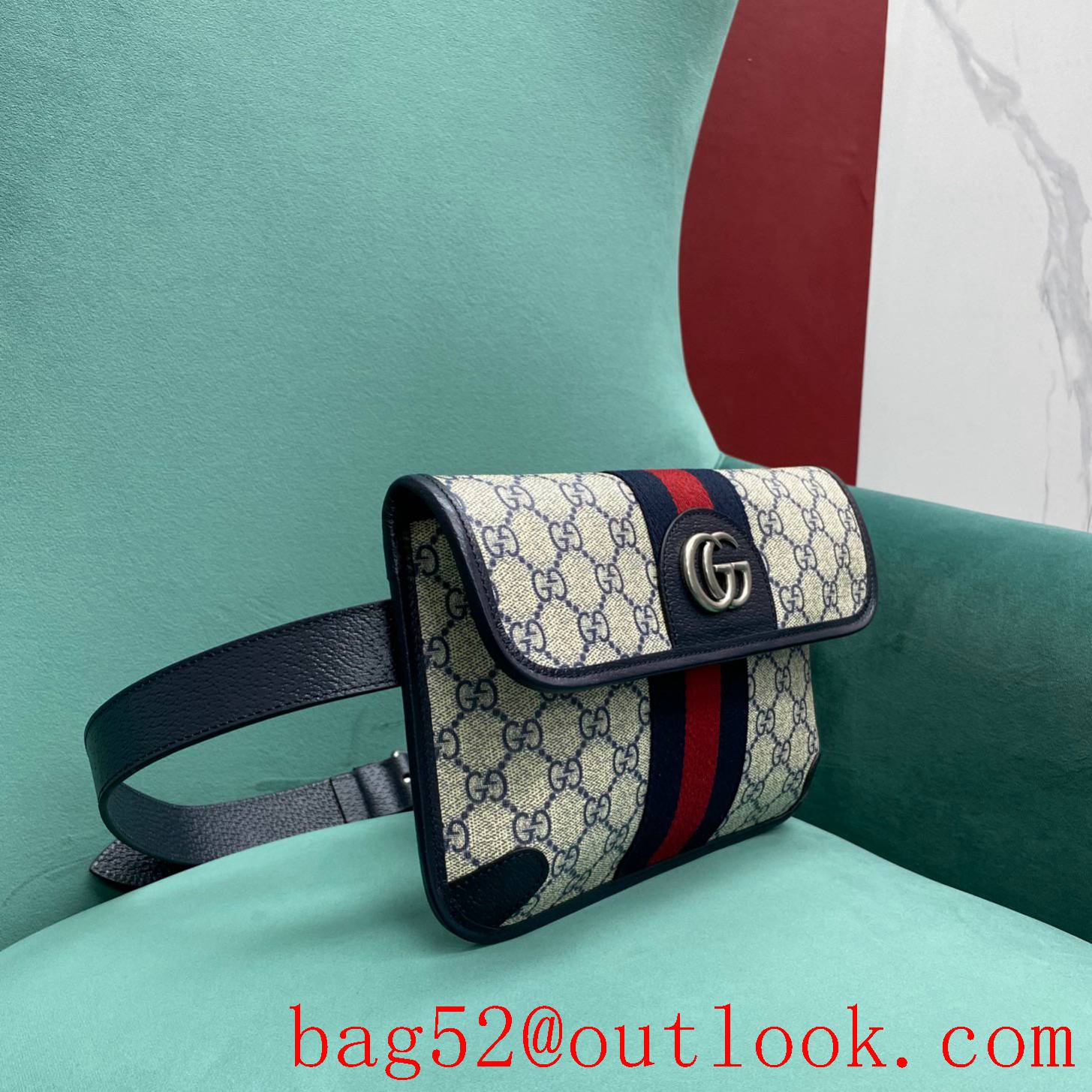 Gucci navyblue double Metal buckle logo GG women's crossbody handbag