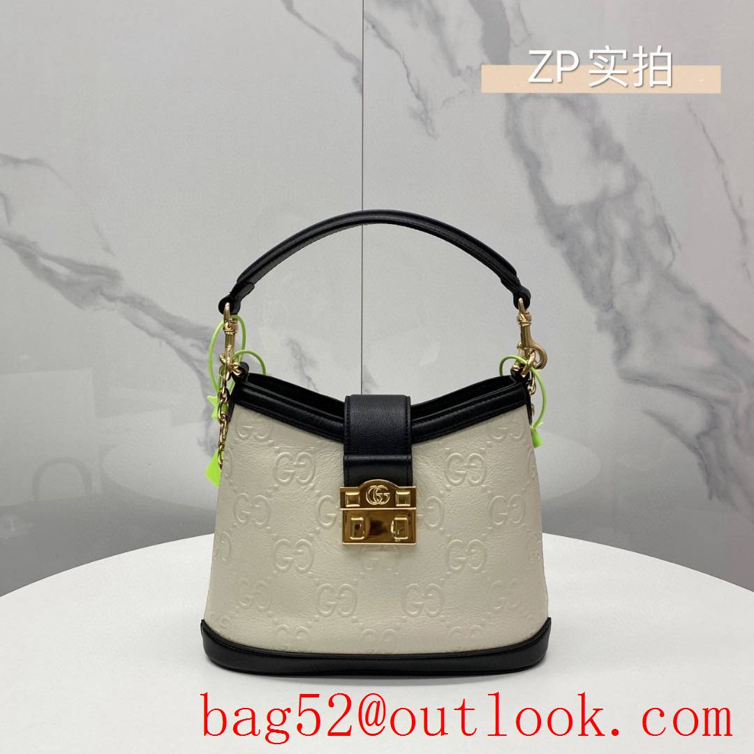 Gucci Square Buckle Bag GG Pattern white shoulder handbag